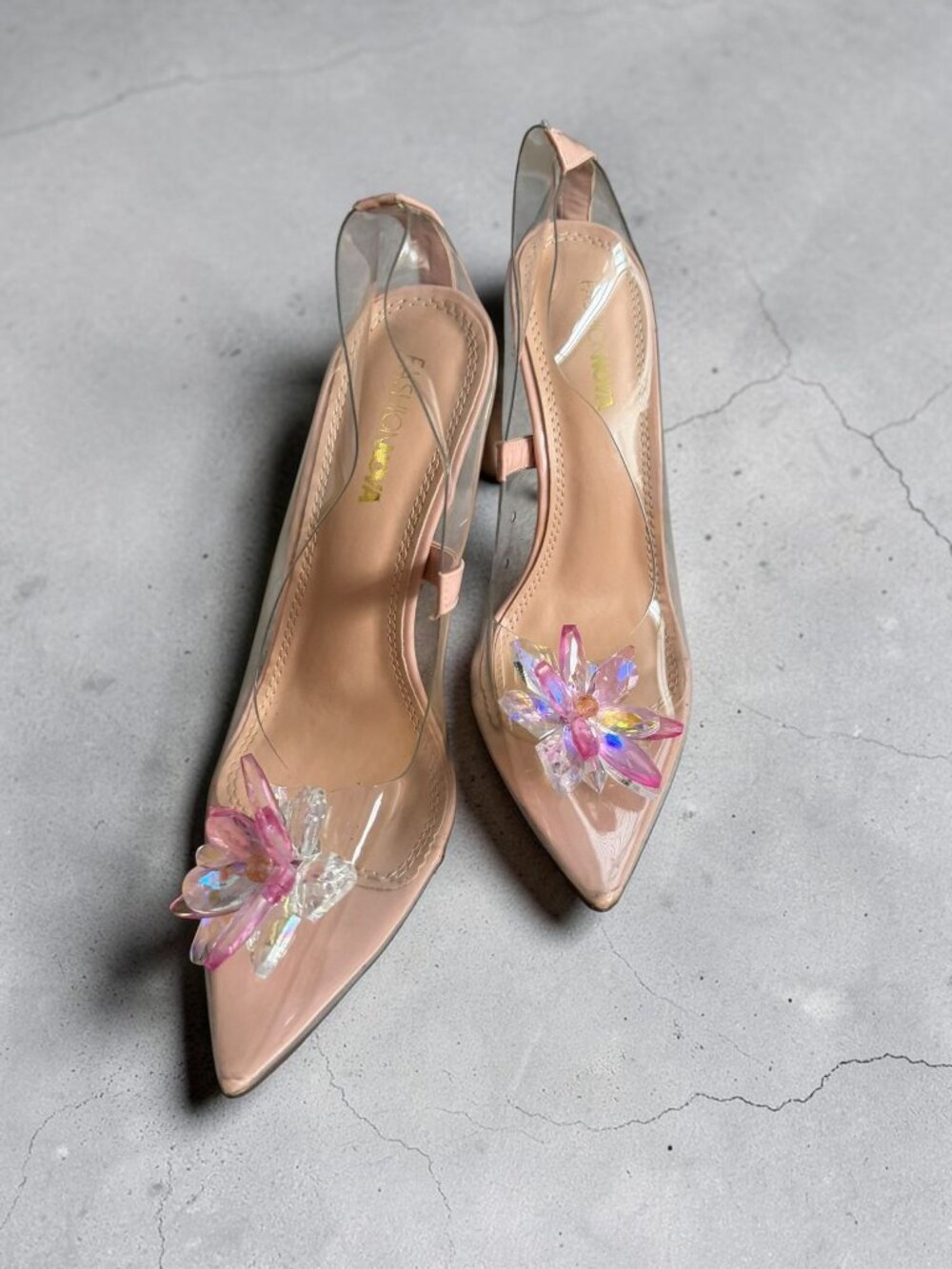 FASHION NOVA Clear Lucite Heels Size 8 Womens